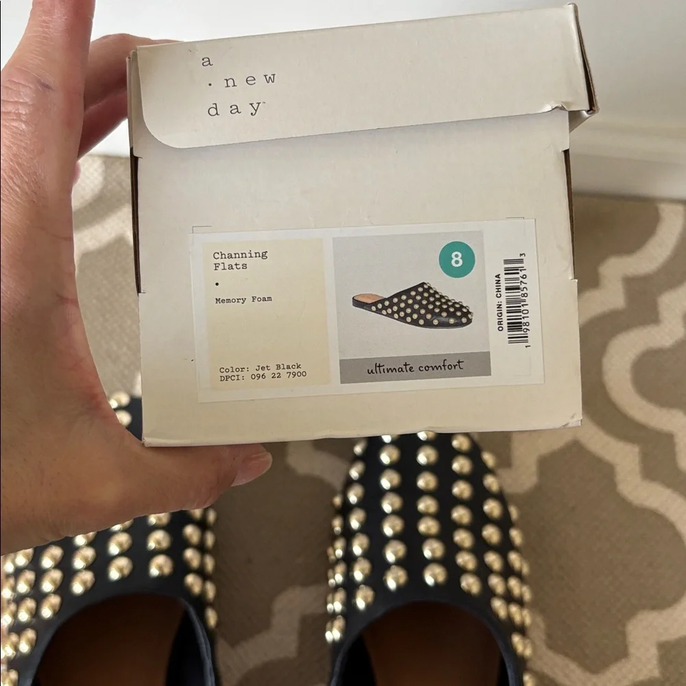 “A new Day” “Channing” black, gold studded mules; size 8; worn once for pics - Picture 7 of 7